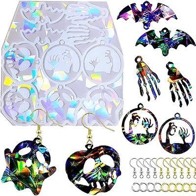 Holographic Christmas Ornaments Silicone Mold Round Silicone Keychain Mold Holographic  Resin Mold DIY Keychain Jewelry Pendant Tools 