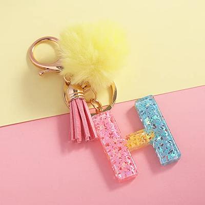 XGALBLA Letter AZ Keychain for Women Purse Handbags Alphabet Initial Letter  Keychain Tassel Butterfly Pendant Key Ring