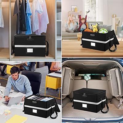 Fireproof Document Box with Lock, 2-Layer File Box Storage