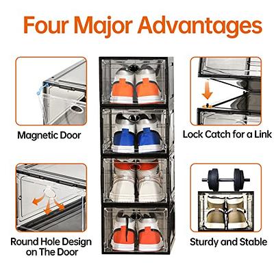 24 Pack Shoe Storage Box, Plastic Foldable Shoe Box, Stackable Clear Shoe  Organizer