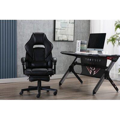 Inbox Zero Adjustable Reclining Faux Leather Swiveling PC & Racing Game Chair with Footrest Inbox Zero Color: Gray