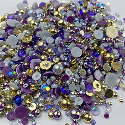 Royal Blue and Gold Pearl Mix, Flatback Pearls and Rhinestone Mix, Sizes  Range 3MM-10MM, Flatback Jelly Resin, Faux Pearls Mix, Mixed Sizes