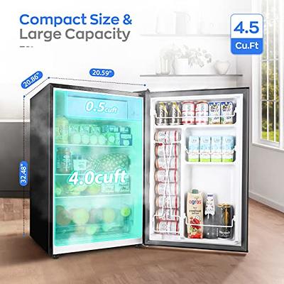  WANAI Mini Fridge with Freezer 3.5 Cu.Ft Compact Refrigerator  with 7 Level Thermostat, Two Door Portable, Cream : Appliances