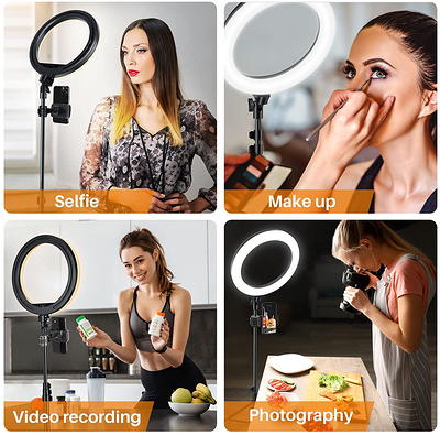 LED Selfie Ring Light with Tripod Stand&Cell Phone Holder For Makeup Live  Stream