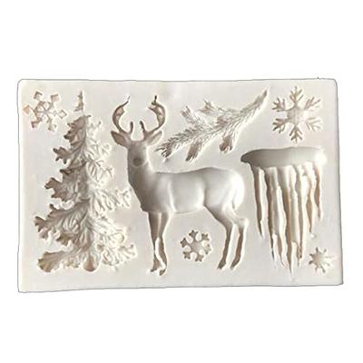 REBABA Christmas Tree Elk Snowflake Silicone Mold Fondant Mold for