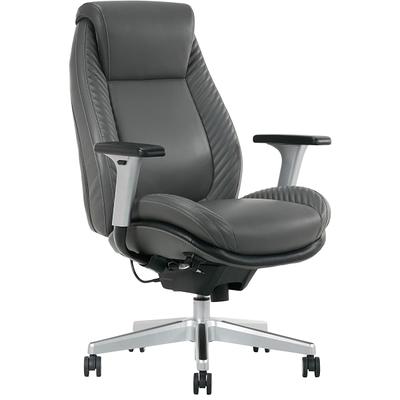 REFICCER Leather Executive Office Chairs with Wheels, Ergonomic Lumbar  Support Office Chair, 90-120° Rocking High Back Home Desk Chair with Flip  up