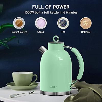ASCOT Stainless Steel Electric Tea Kettle, 1.7QT, 1500W, BPA-Free,  Cordless, Automatic Shutoff, Fast Boiling Water Heater - Green - Yahoo  Shopping