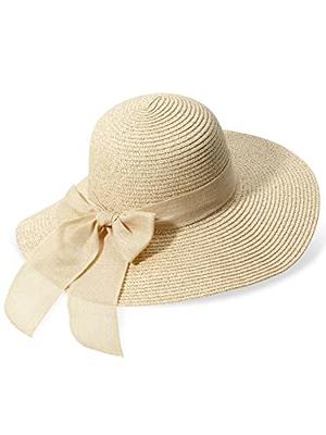 Womens Beach Straw Sun Hat: Large Ladies Foldable & Packable Floppy Hats  with Wide Brim-UPF 50 UV Protection Summer Sunhat (Mixed Khaki) - Yahoo  Shopping