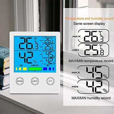 Searon Indoor Thermometer Hygrometer Humidity Meter, Room Temperature  Humidity Monitor Gauge, High/Low Temperature Humidity Display, Comfort  Scale and