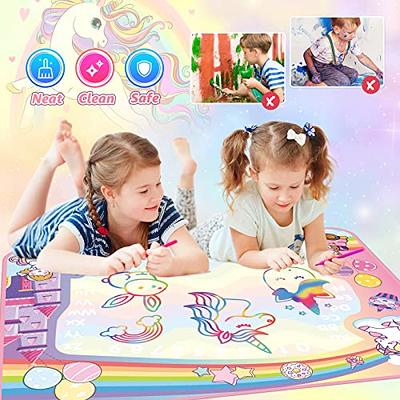 Coloring Mat,kids Toys Large Water Painting Mat,toddlers Doodle Pad With 4  Colors,gifts Compatible With Girls Boys Age 3 4 5+ Years Old,4 Pens,drawing