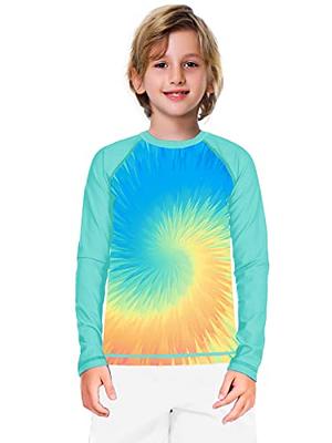 Girls Long Sleeve Rash Guard Tie Dye Boys Swim Shirts UPF 50+ Sun