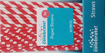 Small Mint Polka Dot Paper Straws - 25 Ct.