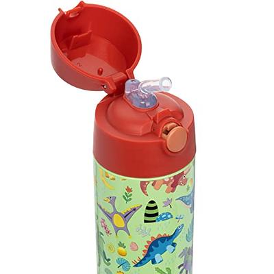 Snug Kids Water Bottle - insulated stainless steel thermos with straw  (Girls/Boys) - Dinosaurs, 12oz