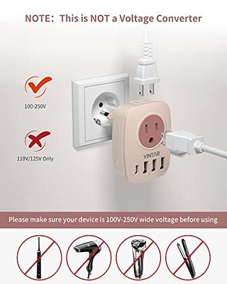 Universal Travel Adapter, TESSAN International Plug Adapter, 5.6A 3 USB C 2  USB A Ports, All-in-one Travel Charger Outlet Converter for Europe UK EU