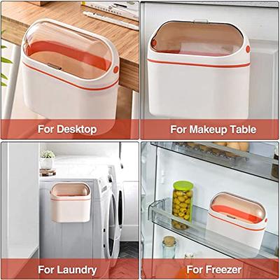 HTERDR Small Office Countertop Garbage Can Desktop Trash Can with Lid Mini  Hanging Trash Can Orange Trash Can for Desk Mountable Tiny Wastebasket for  Rv Dorm Freezer Laundry and More (Orange) 