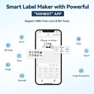 NIIMBOT B1 Label Maker With Auto Identification,2 Inch Bluetooth Portable Label  Printer Easy To Use For Office, Home, Business (With 2x1.18 Inch Label)