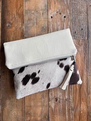 Cowhide Wristlet Monogram Y' Custom Clutch Phone Purse Handbag Brown  Leather Western