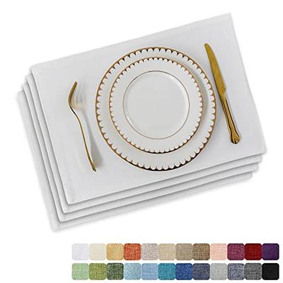 Placemats Set of 4 Washable Faux Linen Thick Table Placemats Heat