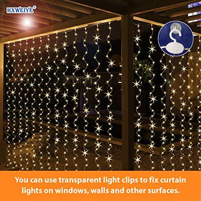 9.8x9.8ft LED Curtain Light, USB or Battery Operated, 8 Mode, Warm