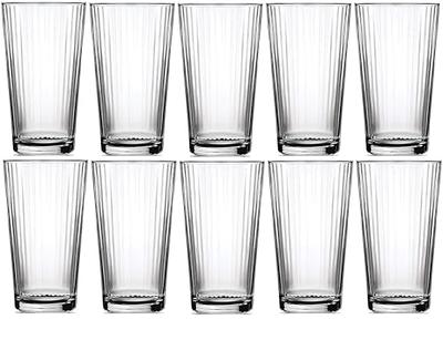 Le'raze Drinking Glasses - Set of 10-16oz. Ribbed Glass Kiddush Cups -  Dishwasher Safe Cocktail Clear Heavy Base Tall Beer Glasses, Water Glasses,  Bar Glass, Wine, Juice, Iced Tea - Yahoo Shopping