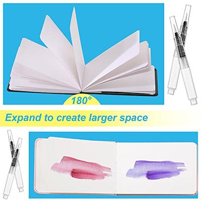 Teling 2 Pcs Watercolor Paper Sketchbook with 3 Pcs Watercolor Brush Pens,  Small Portable Sketchbook Watercolor Journal Pocket Watercolor Notebook