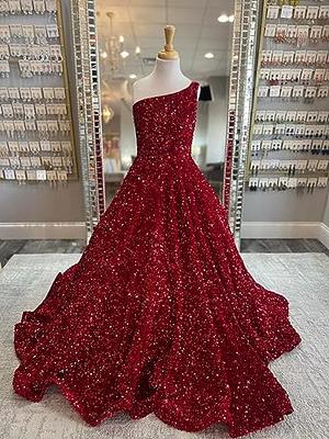 Tina Holly Couture Designer TW028 Red Glitter Formal Dress w Over Skir