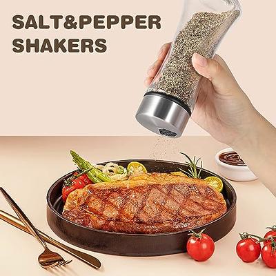 Vucchini Adjustable Salt and Pepper Grinder Shaker Set of 4 - Salt and Pepper  Mill Shakers Set with Adjustable Pour Holes - Refillable Stainless Steel Himalayan  Pink Salt and Pepper Mills - Yahoo Shopping