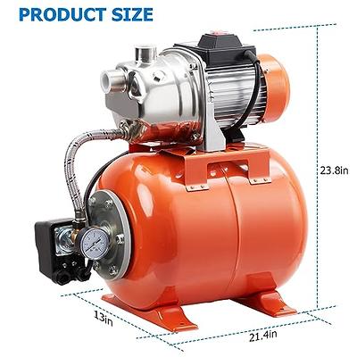 Blue 1.6 HP Shallow Well Pump with Pressure Tank Irrigation Pump Automatic  Water Booster Pump For Home Garden Lawn Farm