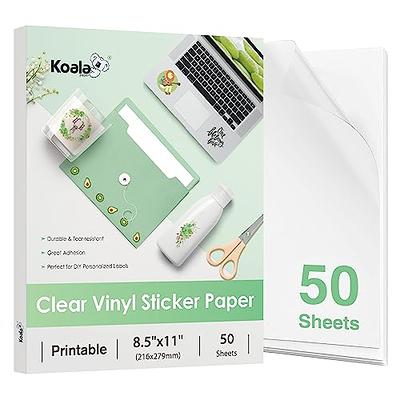 Koala Printable Vinyl Sticker Paper for Inkjet Printers - 100 Sheets Glossy  White Waterproof Adhesive Label Paper - 8.5x11 Inch, Tear-Resistant,  Removable - Yahoo Shopping