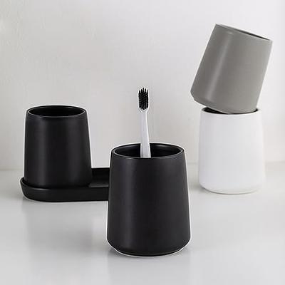 iHave Toothbrush Holders, 3 Cups Toothbrush Holder Wall Mounted with  Toothpaste Dispenser Bathroom Organizers and Storage, Modern Black Stylish  Home