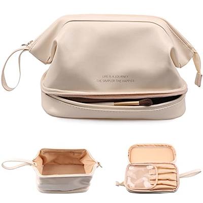 MAANGE Travel Makeup Bag - Large Makeup Bag with 2pcs Small Makeup Bag  Portable Leather Cosmetic Bag Toiletry Bag Make Up Bags for Women and Girls