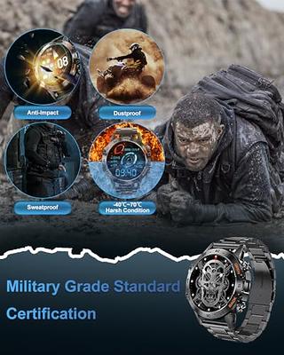Military Smart Watch for Men Make Calls Rugged Tactical Smartwatch  Compatible with Android iPhone Samsung 1.39 HD Screen Heart Rate Sleep  Monitor Watch 108 Sports Modes Fitness Tracker (Black A)