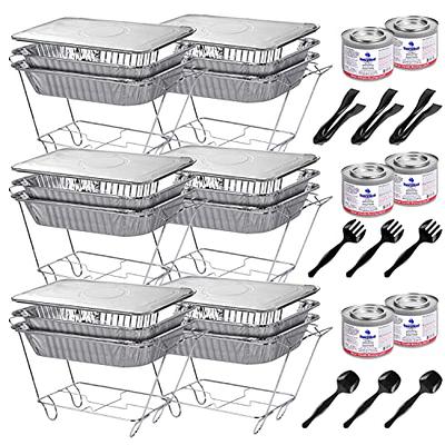 Disposable Chafing Dish Buffet Set, Food Warmers for Parties, Complete 39  Pcs of Chafing Servers with Covers, Catering Supplies with Half-Size Pans