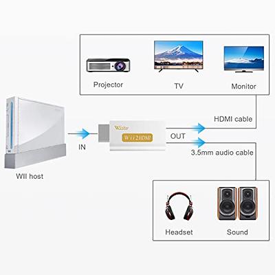 sartyee Wii Hdmi Converter Adapter, Wii 2 to Hdmi 1080P Connector Output  Video 3.5mm Audio - Supports All Wii Display Modes, Black