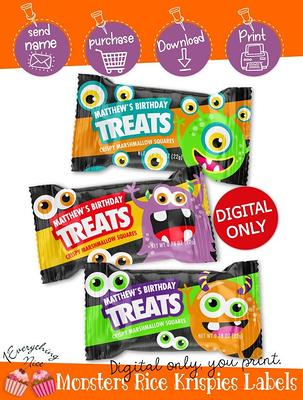 Digital Download Monster Bash Monsters Halloween Rice Krispies Treats Labels Digital Printable Yahoo Shopping
