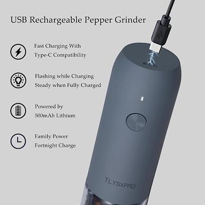 Electric Salt and Pepper Grinder Set USB Rechargeable - USB Type-C