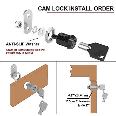 19mm Drawer Locks with Keys, 2 Pack Zinc Alloy Office Drawer Lock