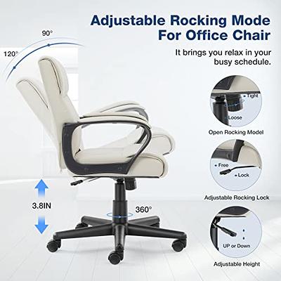 Maykoosh White High Back Executive Premium Faux Leather Office Chair with Back Support, Armrest and Lumbar Support