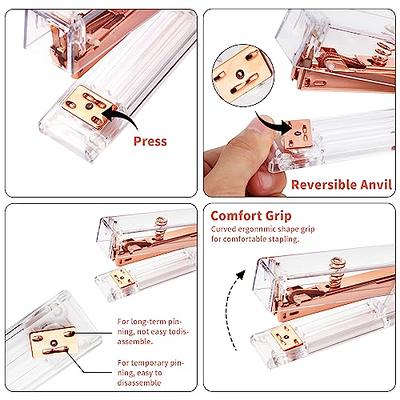 Famassi Gold Desk Accessories?Office Supplies Set Acrylic Stapler Set Staple Remover, Tape Holder, Pen Holder, 2 Ballpoint Pen, Scissor, Binder