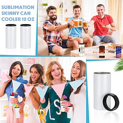 White Stainless Steel Sublimation Skinny Can Cooler - 12oz.