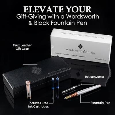 Wordsworth & Black Fountain Pen Set, Luxury Bamboo Wood - Medium Nib, Gift  Case; Includes 6 Ink Cartridges, Ink Refill Converter -Journaling