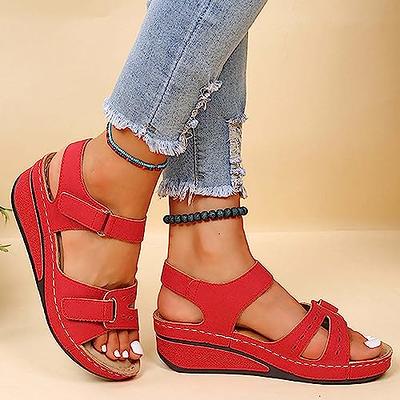 Vintage Summer Sandals for Women UK Sale Women's Low Wedge Sandals with  Loop Ankle Strap Block Heel Sandals Fashion Ladies Sandals Solid Color  Walking Shoes Open Toe Comfort Sandals: Amazon.co.uk: Fashion