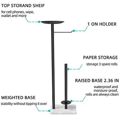 FEILERN Toilet Paper Holder Stand for Bathroom Floor Standing Toilet Roll  Dispenser Storages 4 Reserve Rolls, with Top Storage Shelf for Cell Phones