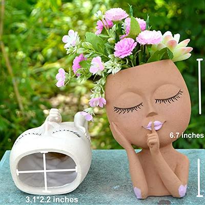 Face Flower Pot Head Planter, Small Plant Pots, Planters for Indoor Plants,  Plant Pot with Drainage