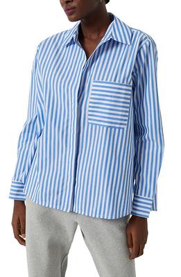 Plus Size - Boyfriend Shirt - Mixed Sailor Stripe - White/Blue - 3X Talbots