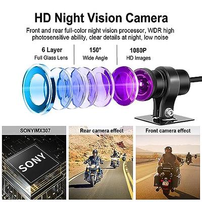 VSYSTO HD 1080P No Screen Motorcycle Dash Cam, WiFi Night Vision