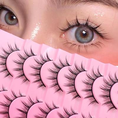 Brown Lashes Anime Eyelashes Natural Look Wispy Fake Eyelashes Manga Clear  Band Cluster Eye Lashes Individual DIY False Eyelashes Pestañas Postizas 10  Pairs , anime false lashes - thirstymag.com