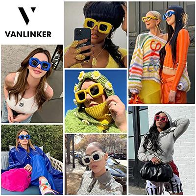  VANLINKER Thick Square Sunglasses for Men Women Retro