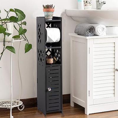 Toilet Paper Storage Cabinet,Toilet Paper Holder Stand,Bathroom Storage  Cabinet with Roller,Slim Storage Cabinet for Small Space,Black by H  HUIYKALY - Yahoo Shopping