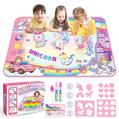 Water Drawing Doodle Mat Magic Kids Drawing Painting Mat Writing Doodle  Board Toy Color Doodle Drawing Mat Educational Toys w/ Magic Pens for Age 3  to 12 Year Old Girls Boys Toddler Gift 